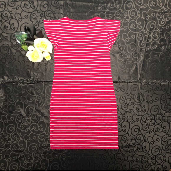 White House Black Market(WHBM) Flounce-Sleeve Stripe Knit Shift Dress - Picture 5 of 6